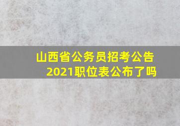 山西省公务员招考公告2021职位表公布了吗