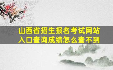 山西省招生报名考试网站入口查询成绩怎么查不到