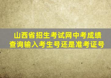 山西省招生考试网中考成绩查询输入考生号还是准考证号