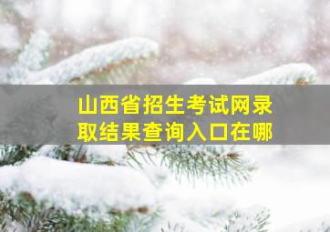 山西省招生考试网录取结果查询入口在哪