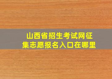 山西省招生考试网征集志愿报名入口在哪里