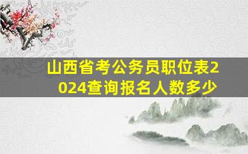 山西省考公务员职位表2024查询报名人数多少