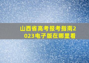 山西省高考报考指南2023电子版在哪里看