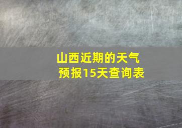 山西近期的天气预报15天查询表