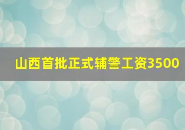 山西首批正式辅警工资3500