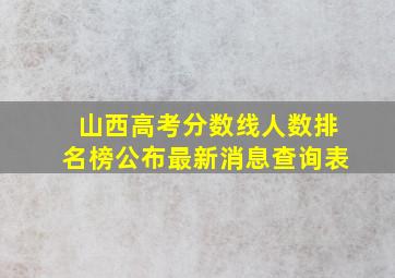 山西高考分数线人数排名榜公布最新消息查询表