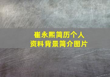 崔永熙简历个人资料背景简介图片