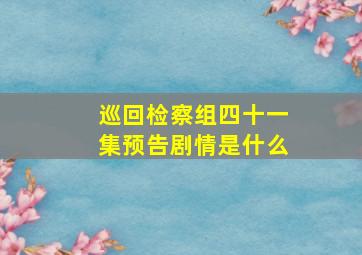 巡回检察组四十一集预告剧情是什么