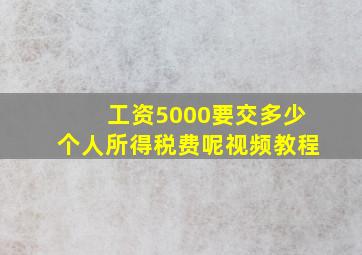 工资5000要交多少个人所得税费呢视频教程