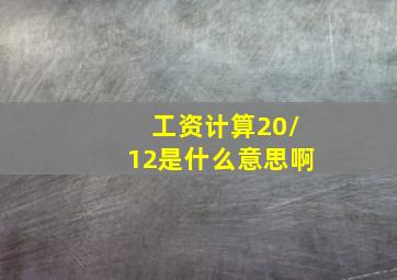 工资计算20/12是什么意思啊