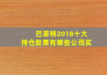 巴菲特2018十大持仓股票有哪些公司买