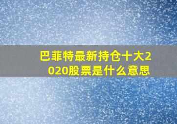 巴菲特最新持仓十大2020股票是什么意思