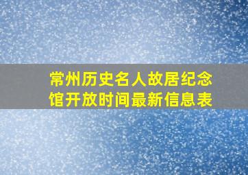 常州历史名人故居纪念馆开放时间最新信息表