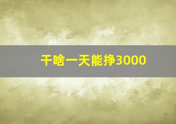 干啥一天能挣3000