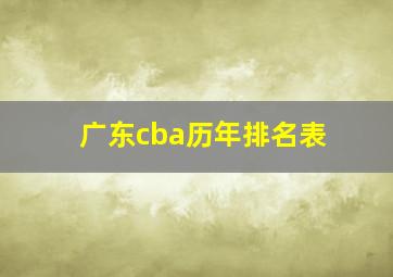 广东cba历年排名表