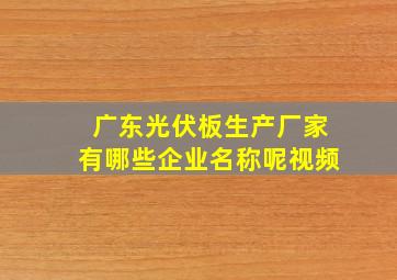 广东光伏板生产厂家有哪些企业名称呢视频