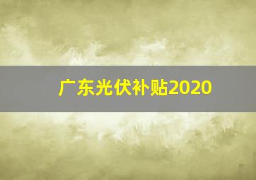 广东光伏补贴2020