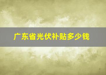 广东省光伏补贴多少钱