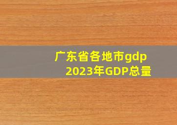 广东省各地市gdp2023年GDP总量