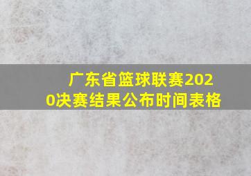 广东省篮球联赛2020决赛结果公布时间表格