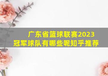 广东省篮球联赛2023冠军球队有哪些呢知乎推荐