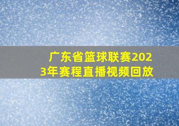 广东省篮球联赛2023年赛程直播视频回放