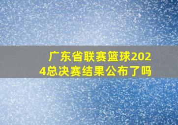 广东省联赛篮球2024总决赛结果公布了吗