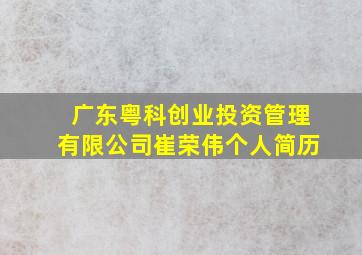 广东粤科创业投资管理有限公司崔荣伟个人简历