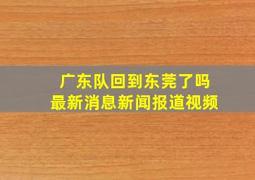 广东队回到东莞了吗最新消息新闻报道视频