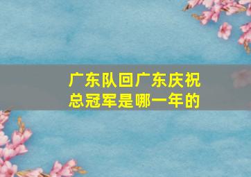 广东队回广东庆祝总冠军是哪一年的