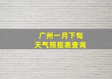 广州一月下旬天气预报表查询