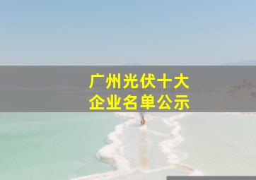 广州光伏十大企业名单公示