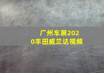 广州车展2020丰田威兰达视频