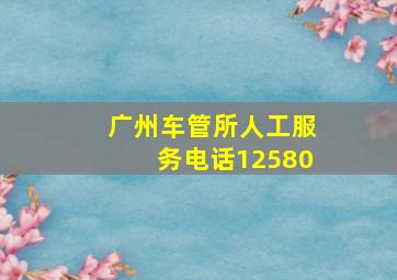 广州车管所人工服务电话12580