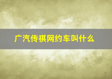 广汽传祺网约车叫什么