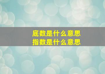 底数是什么意思指数是什么意思