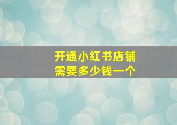 开通小红书店铺需要多少钱一个