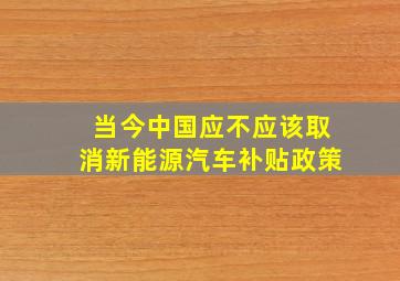 当今中国应不应该取消新能源汽车补贴政策