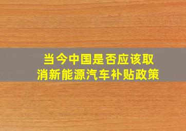 当今中国是否应该取消新能源汽车补贴政策