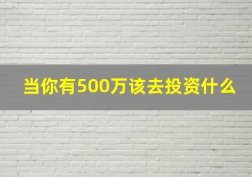 当你有500万该去投资什么