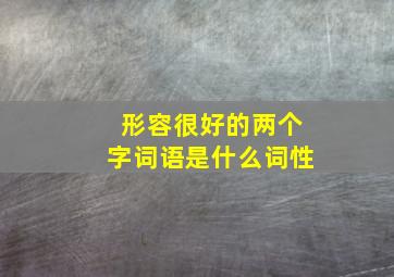 形容很好的两个字词语是什么词性