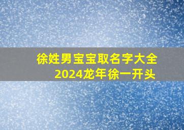 徐姓男宝宝取名字大全2024龙年徐一开头