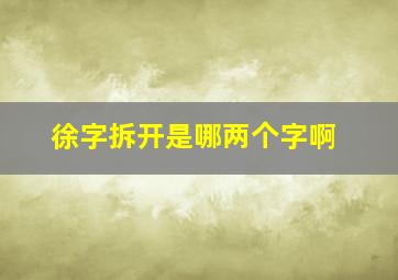 徐字拆开是哪两个字啊