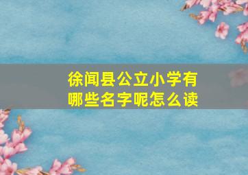 徐闻县公立小学有哪些名字呢怎么读