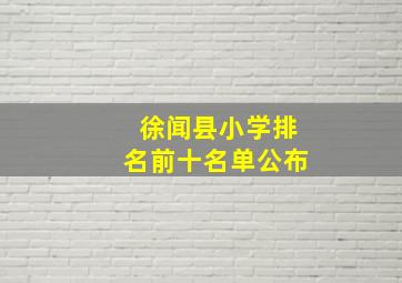 徐闻县小学排名前十名单公布