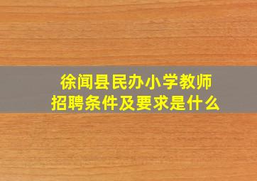 徐闻县民办小学教师招聘条件及要求是什么