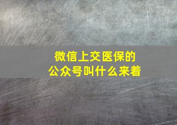 微信上交医保的公众号叫什么来着