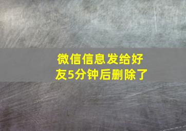 微信信息发给好友5分钟后删除了