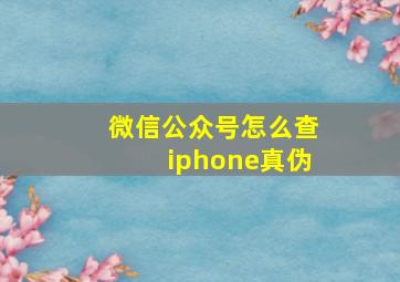 微信公众号怎么查iphone真伪