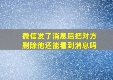 微信发了消息后把对方删除他还能看到消息吗